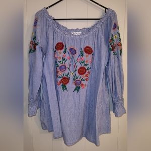 Angel Heart Boutique 3X Embroidered Peasant Top